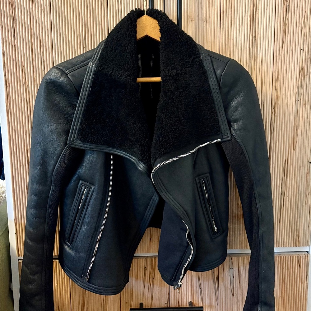 Rick Owens lamb skin shearling leather jacket